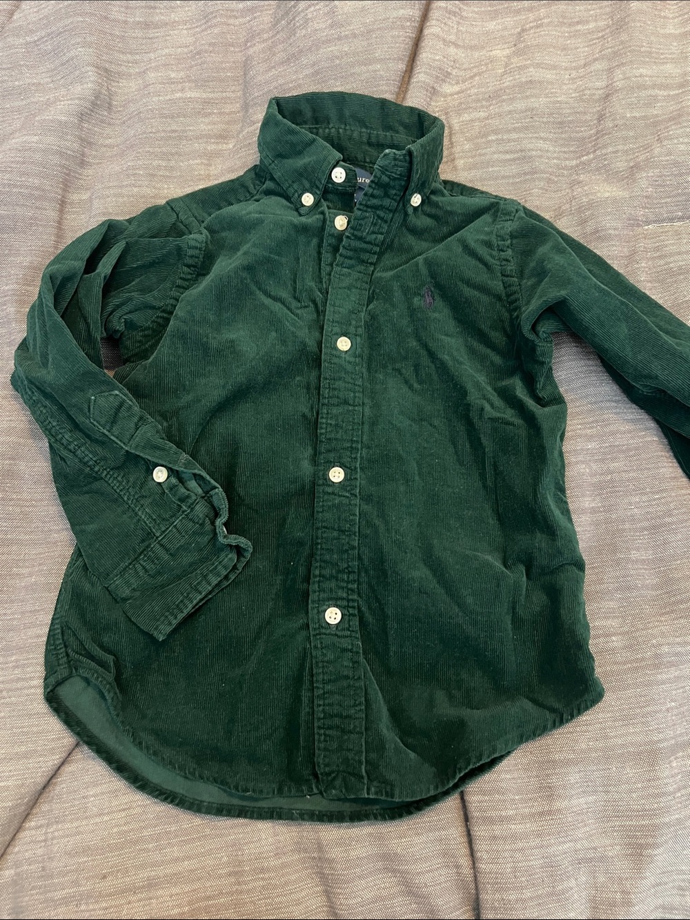 Ralph Lauren Dark Green Corduroy Button-Down Shirt - Kids